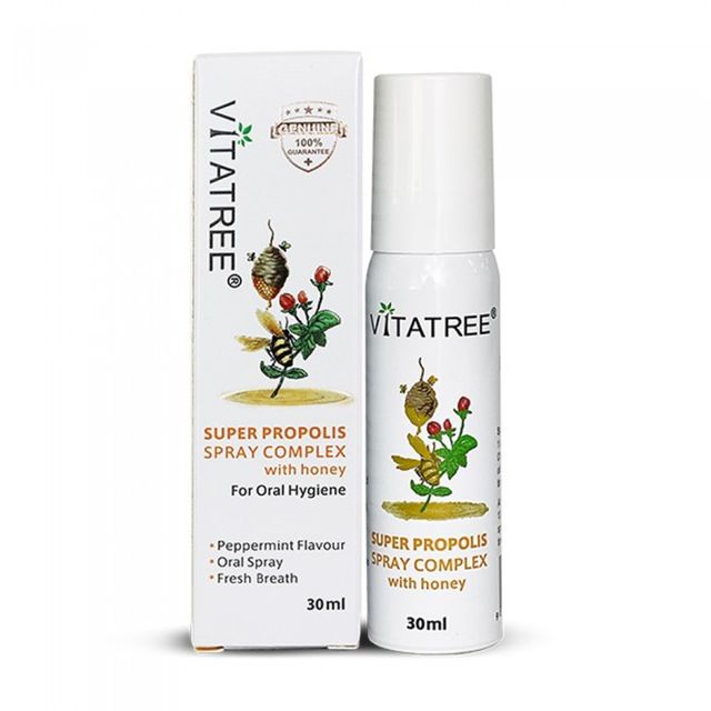 Chai xịt keo ong hỗ trợ giảm đau họng Vitatree Super Propolis Spray Complex 1